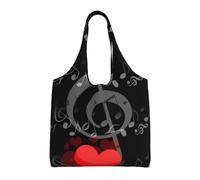 GRatka Nota musical de corazón,Bolsas de mano reutilizables, bolsas de supermercado, bolso de hombro de lona de gran capacidad