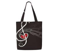 GrAtka Notas musicales de amor，Bolsas de supermercado reutilizables, bolsas de compras, bolsas de lona de gran capacidad, bolso de hombro