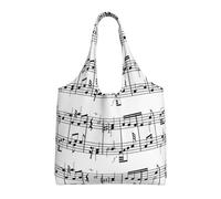 GrAtka Notas musicales en la clave,Bolsas de mano reutilizables, bolsas de supermercado, bolso de hombro de lona de gran capacidad