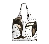 GRatka Orcas de acuarela,Bolsas de mano reutilizables, bolsas de supermercado, bolso de hombro de lona de gran capacidad