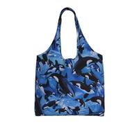 GRatka Orcas Orcas Mar,Bolsas de mano reutilizables, bolsas de supermercado, bolso de hombro de lona de gran capacidad