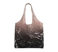 GrAtka Oro rosa moderno, mármol negro, brillo rosa,Bolsas de mano reutilizables, bolsas de supermercado, bolso de hombro de lona de gran capacidad