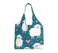 GrAtka Oveja linda,Bolsas de mano reutilizables, bolsas de supermercado, bolso de hombro de lona de gran capacidad