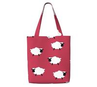 GrAtka Oveja linda de dibujos animados, oveja blanca, oveja roja impresa，Bolsas de supermercado reutilizables, bolsas de compras, bolsas de lona de gran capacidad, bolso de hombro