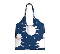 GrAtka Ovejas en un cielo estrellado,Bolsas de mano reutilizables, bolsas de supermercado, bolso de hombro de lona de gran capacidad
