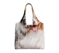 GrAtka Pareja de perros pastores australianos Aussies,Bolsas de mano reutilizables, bolsas de supermercado, bolso de hombro de lona de gran capacidad