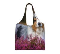 GrAtka Pastor australiano,Bolsas de mano reutilizables, bolsas de supermercado, bolso de hombro de lona de gran capacidad