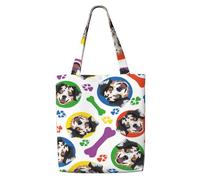 GrAtka Pastor australiano colorido y juguetón，Bolsas de supermercado reutilizables, bolsas de compras, bolsas de lona de gran capacidad, bolso de hombro