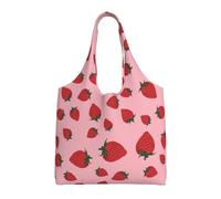 GrAtka Patrón de frutas de fresa,Bolsas de mano reutilizables, bolsas de supermercado, bolso de hombro de lona de gran capacidad