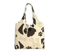 GRatka Patrón de perro pug,Bolsas de mano reutilizables, bolsas de supermercado, bolso de hombro de lona de gran capacidad