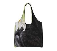 GRatka Patrón de perro Pug Patrón floral,Bolsas de mano reutilizables, bolsas de supermercado, bolso de hombro de lona de gran capacidad