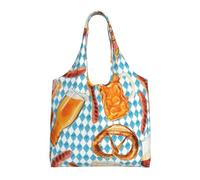 GRatka Patrón de pizza de pan con salchicha,Bolsas de mano reutilizables, bolsas de supermercado, bolso de hombro de lona de gran capacidad
