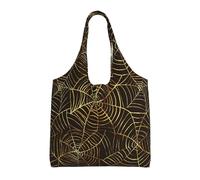 GRatka Patrón de telaraña dorada,Bolsas de mano reutilizables, bolsas de supermercado, bolso de hombro de lona de gran capacidad