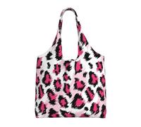 GrAtka Patrón sin costuras de leopardo rosa de moda,Bolsas de mano reutilizables, bolsas de supermercado, bolso de hombro de lona de gran capacidad