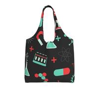 GrAtka Patrones de química y ciencia verde,Bolsas de mano reutilizables, bolsas de supermercado, bolso de hombro de lona de gran capacidad