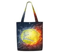 GrAtka Pelota de tenis en fuego y agua，Bolsas de supermercado reutilizables, bolsas de compras, bolsas de lona de gran capacidad, bolso de hombro