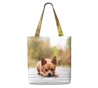 GrAtka Perro chihuahua，Bolsas de supermercado reutilizables, bolsas de compras, bolsas de lona de gran capacidad, bolso de hombro