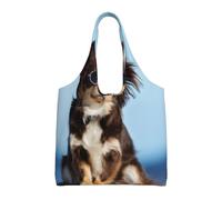 GrAtka Perro chihuahua gracioso,Bolsas de mano reutilizables, bolsas de supermercado, bolso de hombro de lona de gran capacidad