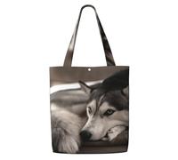 GrAtka Perro husky，Bolsas de supermercado reutilizables, bolsas de compras, bolsas de lona de gran capacidad, bolso de hombro