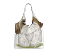 GRatka Perro Moe Shih Tzu lindo,Bolsas de mano reutilizables, bolsas de supermercado, bolso de hombro de lona de gran capacidad