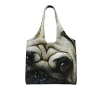 GRatka Perro Pug,Bolsas de mano reutilizables, bolsas de supermercado, bolso de hombro de lona de gran capacidad
