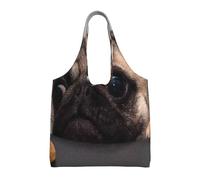 GRatka Perro Pug divertido y codicioso,Bolsas de mano reutilizables, bolsas de supermercado, bolso de hombro de lona de gran capacidad
