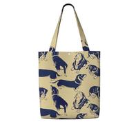 GrAtka Perro salchicha gracioso，Bolsas de supermercado reutilizables, bolsas de compras, bolsas de lona de gran capacidad, bolso de hombro