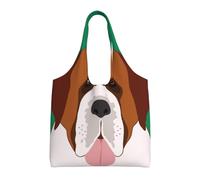 GrAtka Perro San Bernardo,Bolsas de mano reutilizables, bolsas de supermercado, bolso de hombro de lona de gran capacidad