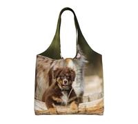 GrAtka Perros pastores australianos Perros australianos marrones,Bolsas de mano reutilizables, bolsas de supermercado, bolso de hombro de lona de gran capacidad