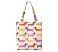 GrAtka Perros salchicha Dachshund Perro lindo，Bolsas de supermercado reutilizables, bolsas de compras, bolsas de lona de gran capacidad, bolso de hombro