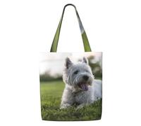 GrAtka Perros Westie Lawn West Highland White Terrier，Bolsas de supermercado reutilizables, bolsas de compras, bolsas de lona de gran capacidad, bolso de hombro