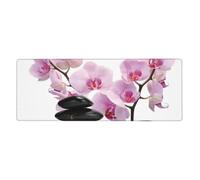 GRatka Piedras y orquídea Rosa,Alfombrilla de ratón Grande para Escritorio, Teclado de Ordenador, Base de Goma Antideslizante, 30 x 80 cm