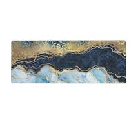 GRatka Pintura Abstracta Dorada con Brillo y mármol Azul,Alfombrilla de ratón Grande para Escritorio, Teclado de Ordenador, Base de Goma Antideslizante, 30 x 80 cm