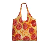 GRatka Pizza de pepperoni en 3D,Bolsas de mano reutilizables, bolsas de supermercado, bolso de hombro de lona de gran capacidad