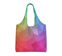 GRatka Poligonal multicolor que consta de triángulos arcoíris,Bolsas de mano reutilizables, bolsas de supermercado, bolso de hombro de lona de gran capacidad
