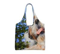 GrAtka Primer plano de un Shih Tzu,Bolsas de mano reutilizables, bolsas de supermercado, bolso de hombro de lona de gran capacidad