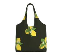 GRatka Ramo de Limón con Rama y Lirios Negros,Bolsas de mano reutilizables, bolsas de supermercado, bolso de hombro de lona de gran capacidad