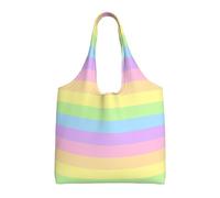 GRatka Rayas arcoíris pastel,Bolsas de mano reutilizables, bolsas de supermercado, bolso de hombro de lona de gran capacidad