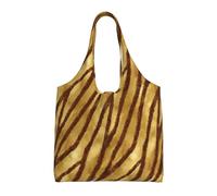 GrAtka Rayas de piel de animal africana ocre,Bolsas de mano reutilizables, bolsas de supermercado, bolso de hombro de lona de gran capacidad