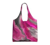 GrAtka Remolino artístico fluido en tonos joya, magenta, negro y gris,Bolsas de mano reutilizables, bolsas de supermercado, bolso de hombro de lona de gran capacidad