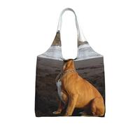 GrAtka Retrato de perro bóxer marrón playero,Bolsas de mano reutilizables, bolsas de supermercado, bolso de hombro de lona de gran capacidad