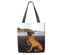 GrAtka Retrato de perro bóxer marrón playero，Bolsas de supermercado reutilizables, bolsas de compras, bolsas de lona de gran capacidad, bolso de hombro