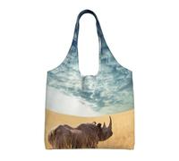 GRatka Rinoceronte rinoceronte,Bolsas de mano reutilizables, bolsas de supermercado, bolso de hombro de lona de gran capacidad
