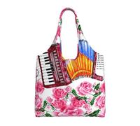 GRatka Rosa de flor de acordeón de acuarela,Bolsas de mano reutilizables, bolsas de supermercado, bolso de hombro de lona de gran capacidad