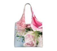 GrAtka Rosas Flores Rosadas,Bolsas de mano reutilizables, bolsas de supermercado, bolso de hombro de lona de gran capacidad