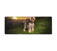 GRatka Schnauzer Atardecer Perros Mascotas Montañas Schnauzer,Alfombrilla de ratón Grande para Escritorio, Teclado de Ordenador, Base de Goma Antideslizante, 30 x 80 cm