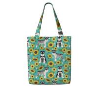 GrAtka Schnauzer Girasoles Primavera Verano Floral Raza de perro Perro，Bolsas de supermercado reutilizables, bolsas de compras, bolsas de lona de gran capacidad, bolso de hombro
