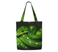 GrAtka Serpiente Reptil Verde，Bolsas de supermercado reutilizables, bolsas de compras, bolsas de lona de gran capacidad, bolso de hombro