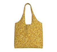GrAtka Textura de brillo dorado,Bolsas de mano reutilizables, bolsas de supermercado, bolso de hombro de lona de gran capacidad