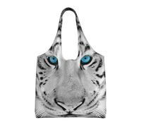 GrAtka Tigre blanco y negro,Bolsas de mano reutilizables, bolsas de supermercado, bolso de hombro de lona de gran capacidad